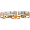 vidaXL Salon de jardin 6 pcs avec coussins gris clair bois massif
