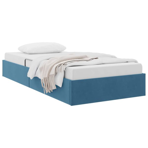 vidaXL Lit de Rangement avec stockage Bleu fonc&eacute; 100 x 200 cm Velours
