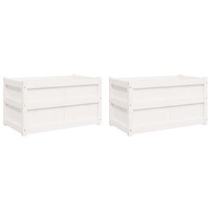 vidaXL Jardini&egrave;res 2 pcs blanc bois de pin massif