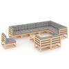 vidaXL Salon de jardin 11 pcs avec coussins Bois de pin massif