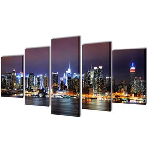 vidaXL Set de toiles murales imprim&eacute;es Horizon de New York color&eacute; 100 x 50 cm