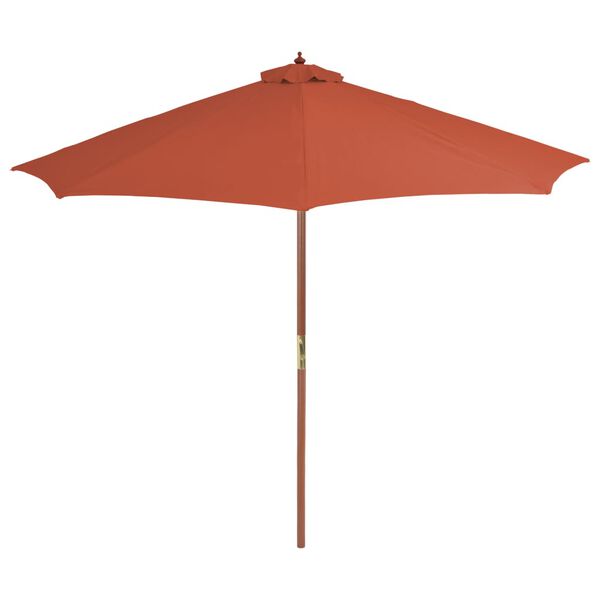 vidaXL Parasol d'ext&eacute;rieur avec m&acirc;t en bois 300 cm terre cuite
