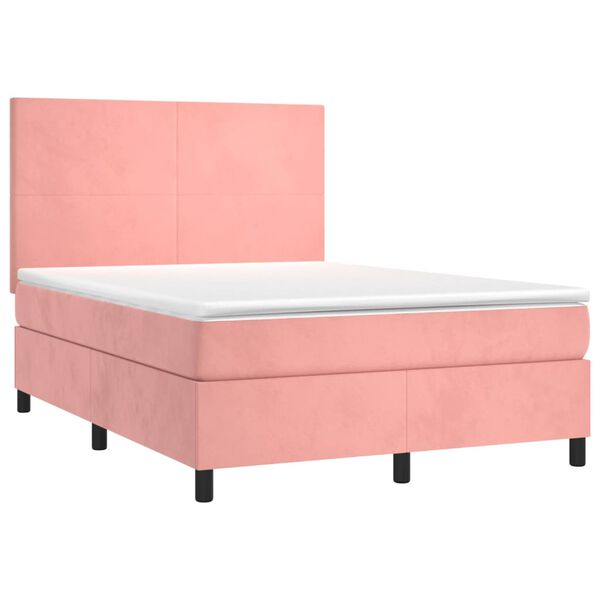 vidaXL Sommier &agrave; lattes de lit et matelas LED Rose 140x190 cm Velours