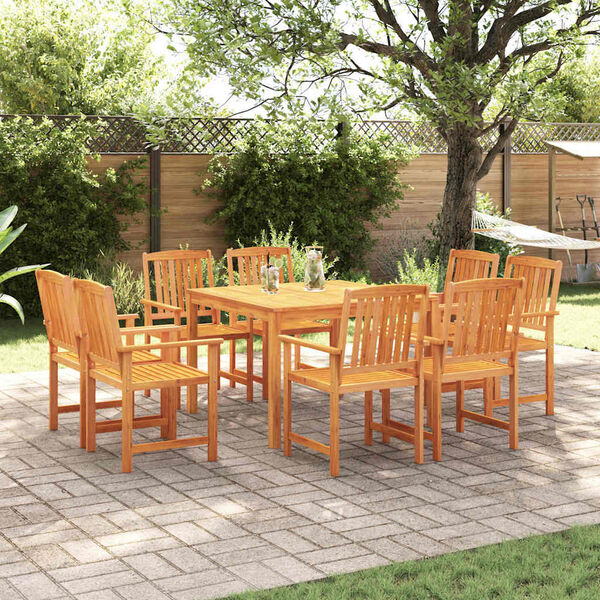 vidaXL Ensemble de salle &agrave; manger pour jardin 9 pcs Marron