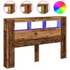 vidaXL T&ecirc;te de lit &agrave; LED vieux bois 160x18,5x103,5cm bois d'ing&eacute;nierie