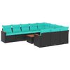 vidaXL Ensemble de canap&eacute; de jardin 11 pcs avec coussins noir r&eacute;sine tress&eacute;e