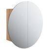 vidaXL Armoire de salle de bain miroir rond et LED Ch&ecirc;ne 47x47x17,5 cm