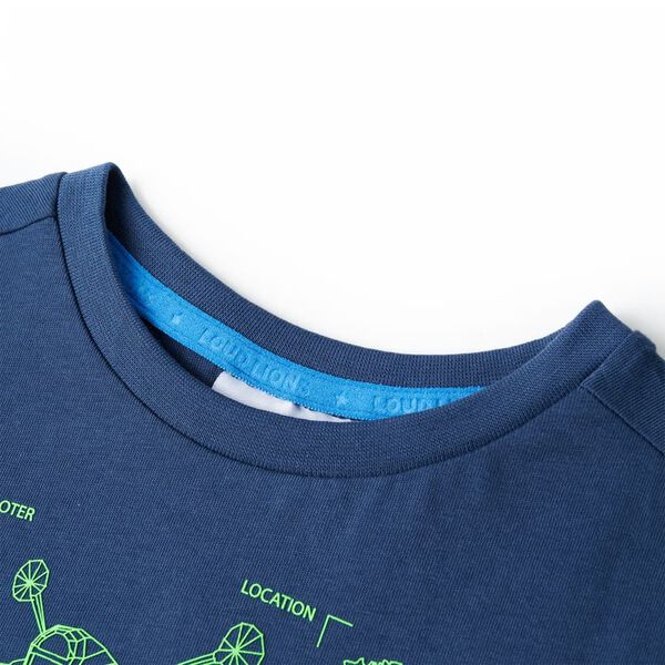 T-shirt pour enfants bleu fonc&eacute; 128