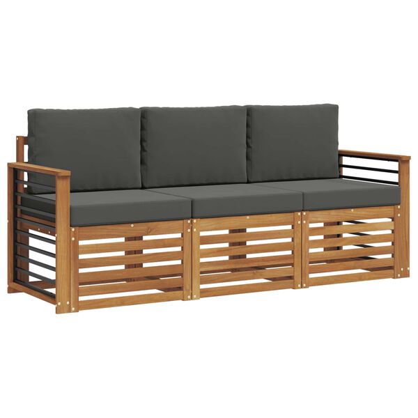 vidaXL Ensembles de canap&eacute;s avec coussin 3 pcs Naturel et Anthracite