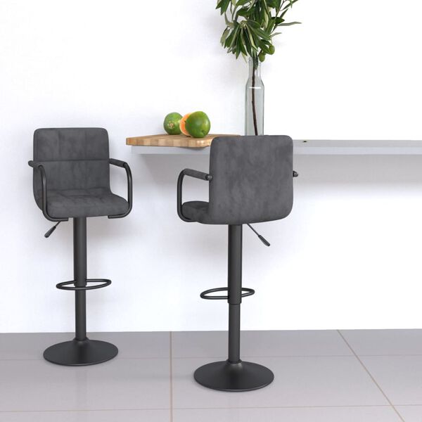 vidaXL Tabourets de bar lot de 2 gris foncé velours