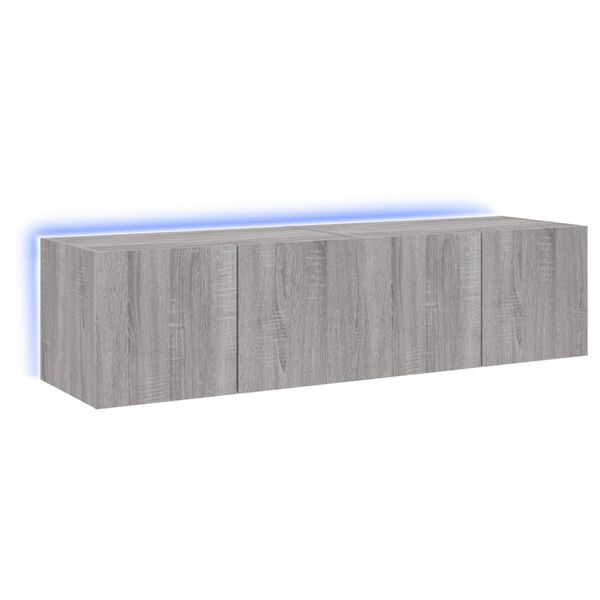 vidaXL Meubles TV muraux et lumi&egrave;res LED 2pcs sonoma gris 60x35x31 cm
