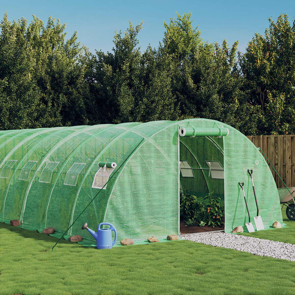 vidaXL Serre avec cadre en acier vert 48 m² 12x4x2 m