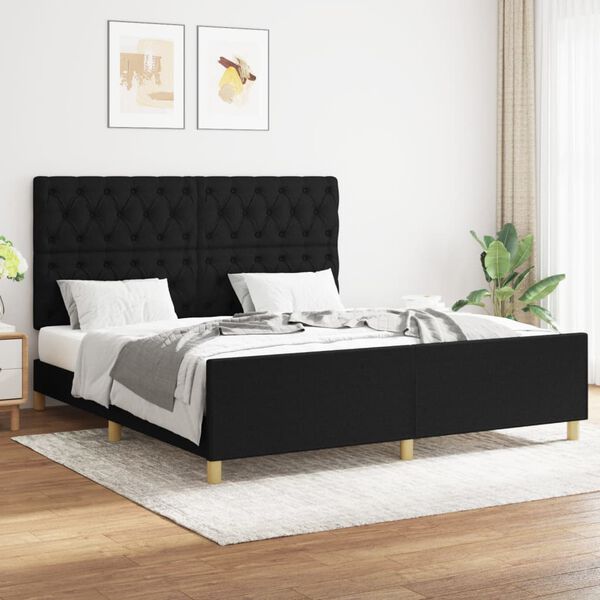 vidaXL Cadre de lit sans matelas noir 160x200 cm tissu