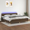 vidaXL Sommier &agrave; lattes de lit matelas et LED Marron fonc&eacute; 200x200 cm