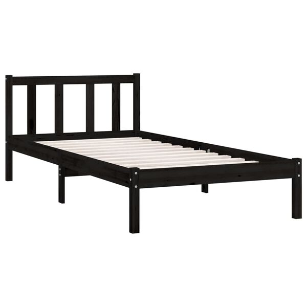 vidaXL Cadre de lit sans matelas noir bois massif 100x200 cm