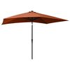 vidaXL Parasol de jardin avec LED et m&acirc;t en acier terre cuite 2x3 m