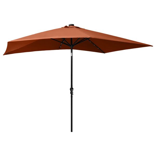 vidaXL Parasol de jardin avec LED et m&acirc;t en acier terre cuite 2x3 m