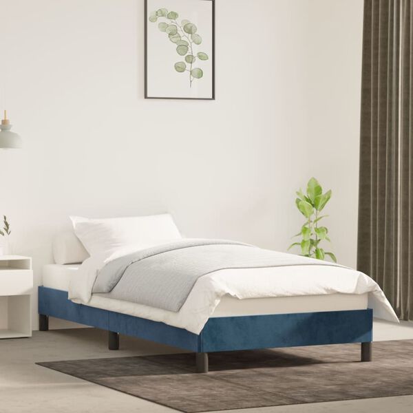 vidaXL Cadre de lit sans matelas bleu fonc&eacute; 100x200 cm velours