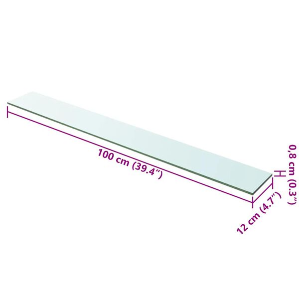 vidaXL Panneaux d'&eacute;tag&egrave;re 2 pcs Verre Transparent 100 x 12 cm