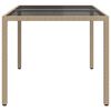 vidaXL Table de jardin 150x90x75 cm Verre trempé/résine tressée Beige