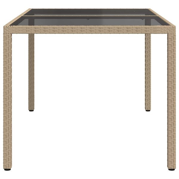 vidaXL Table de jardin 150x90x75 cm Verre trempé/résine tressée Beige