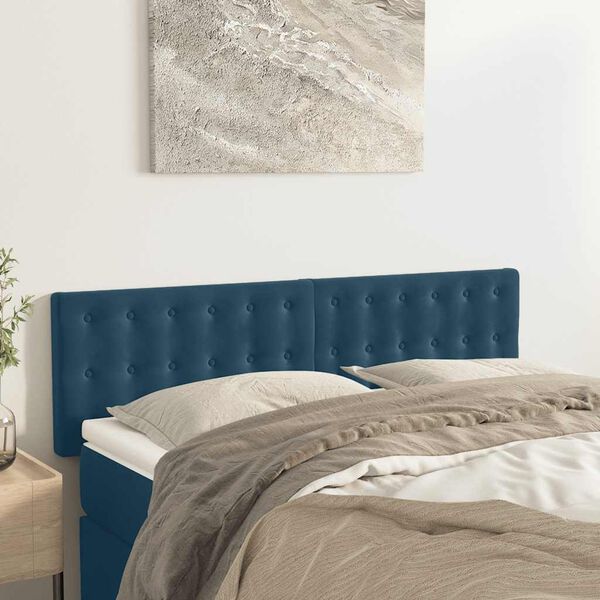 vidaXL T&ecirc;tes de lit 2 pcs Bleu fonc&eacute; 72x5x78/88 cm Velours