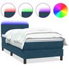 vidaXL Sommier &agrave; lattes de lit et matelas et LED bleu fonc&eacute; 80x210 cm velours