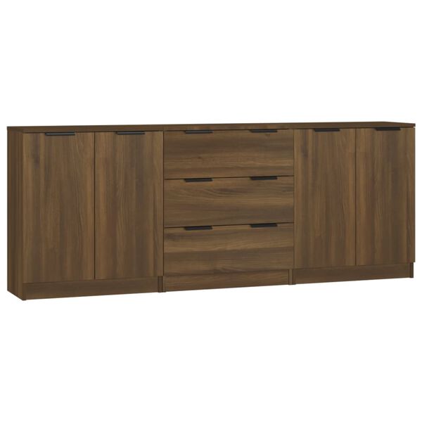 vidaXL Buffets 3 pcs Chêne marron Bois d'ingénierie