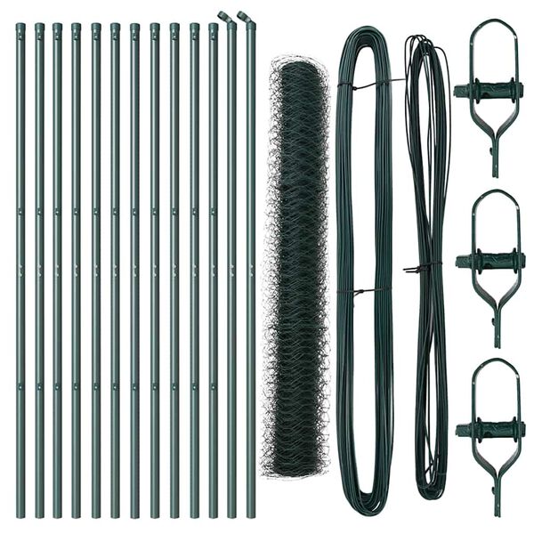 vidaXL Poteau de cl&ocirc;ture. Vert 25 x 1 m (maille de 50 mm) Acier