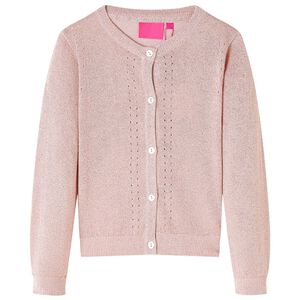 Cardigan pour enfants tricot&eacute; rose doux 92