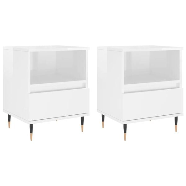 vidaXL Tables de chevet 2 pcs blanc brillant 40x35x50 cm