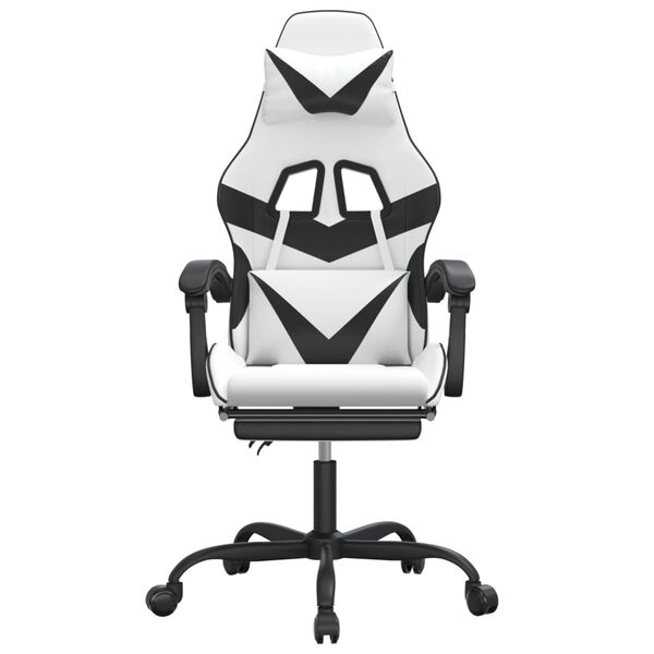 vidaXL Chaise de jeu avec repose-pied Blanc et noir Similicuir