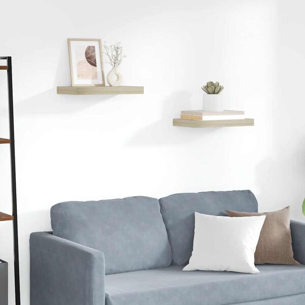 vidaXL &Eacute;tag&egrave;res murales flottantes 2 pcs ch&ecirc;ne 40x23x3,8 cm MDF