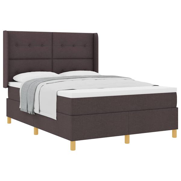 vidaXL Lit &agrave; Ressorts avec matelas Marron fonc&eacute; 140 x 190 cm tissu