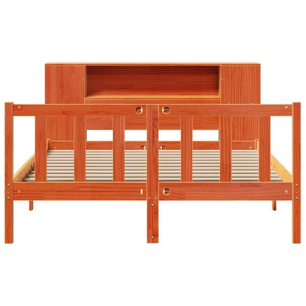 vidaXL Lit biblioth&egrave;que sans matelas cire marron 140x190 cm pin massif