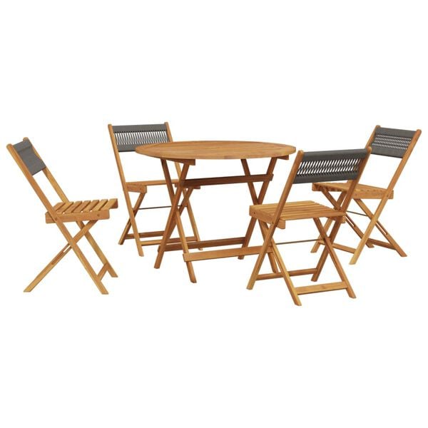 vidaXL Ensemble &agrave; manger de jardin 5pcs gris polypropyl&egrave;ne bois massif