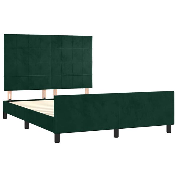 vidaXL Cadre de lit sans matelas vert fonc&eacute; 140x200 cm velours