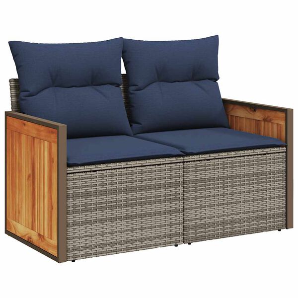 vidaXL Salon de jardin 4 pcs avec coussins gris r&eacute;sine tress&eacute;e