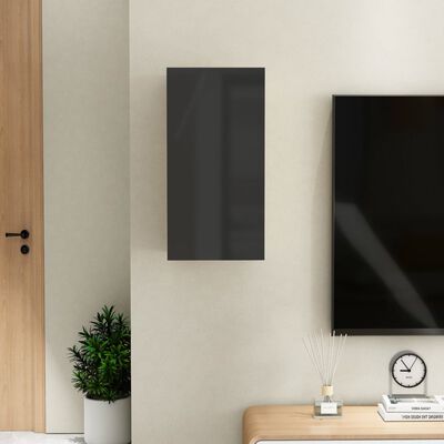 vidaXL Meuble TV Noir brillant 30,5x30x60 cm Bois d’ingénierie