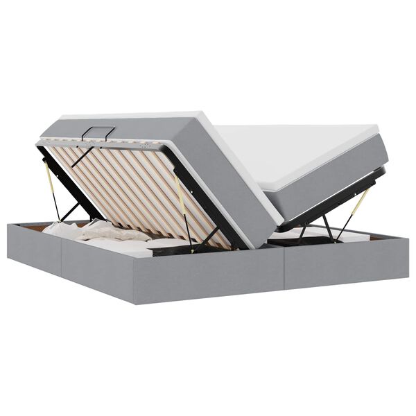 vidaXL Lit avec rangement et matelas Gris clair 200 x 200 cm Polyester