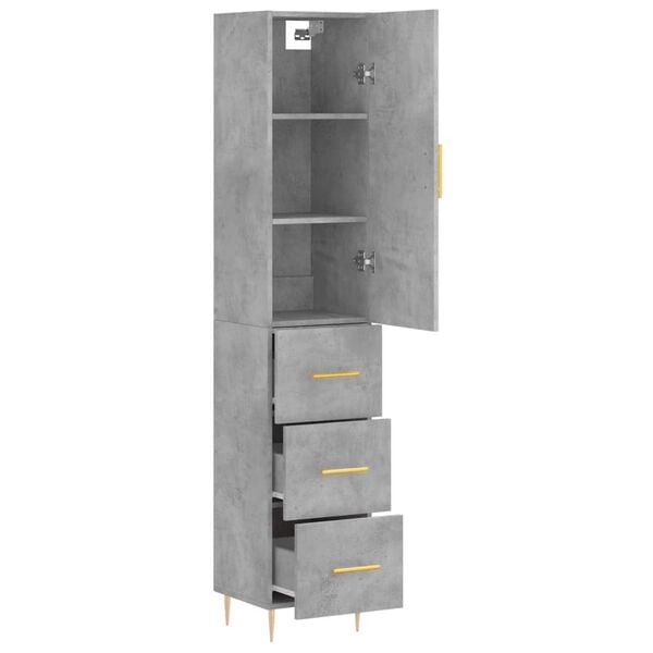 vidaXL Buffet haut Gris b&eacute;ton 34,5x34x180 cm Bois d'ing&eacute;nierie