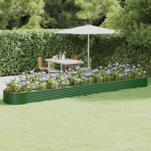 vidaXL Lit sur&eacute;lev&eacute; de jardin Acier galvanis&eacute; 544x100x36cm Vert