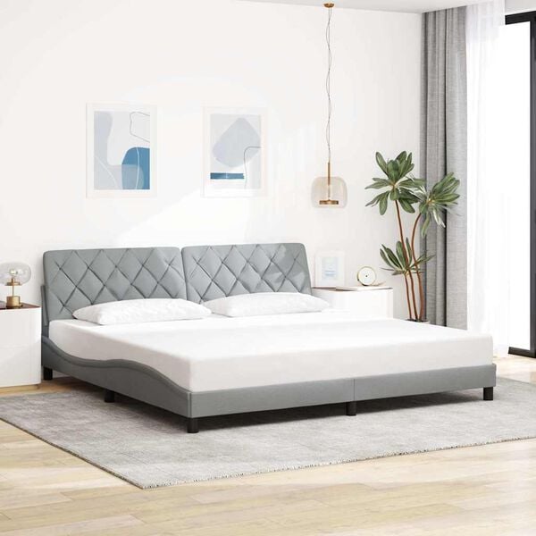 vidaXL Cadre de lit sans matelas gris clair 200x200 cm tissu