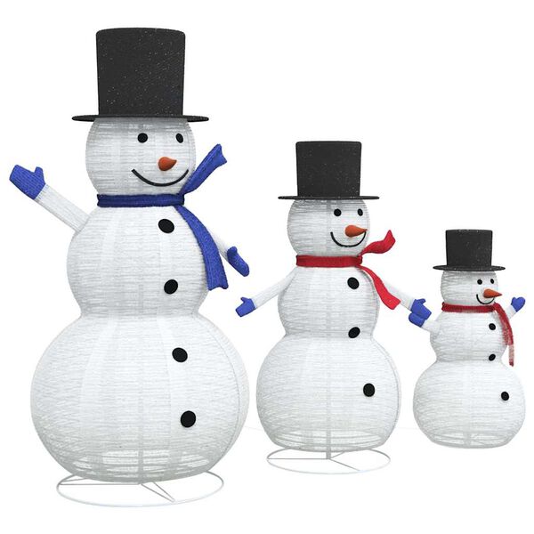 vidaXL Famille de bonhommes de neige de Noël 3 pcs Blanc chaud