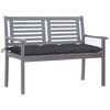 vidaXL Banc de jardin 2 places avec coussin 120 cm Gris Eucalyptus