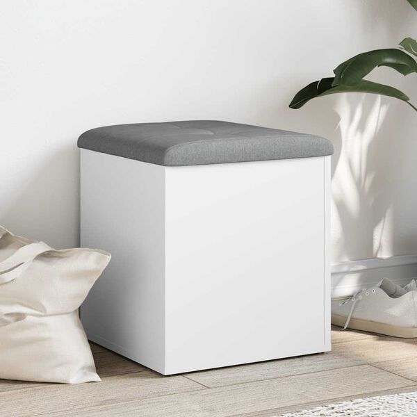 vidaXL Banc de rangement Blanc 42x42x45 cm Bois d'ing&eacute;nierie