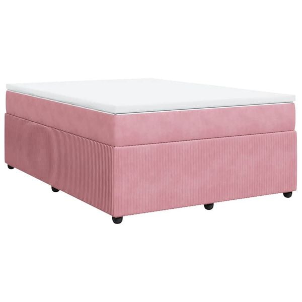 vidaXL Sommier &agrave; lattes de lit avec matelas Rose 140x190 cm Velours