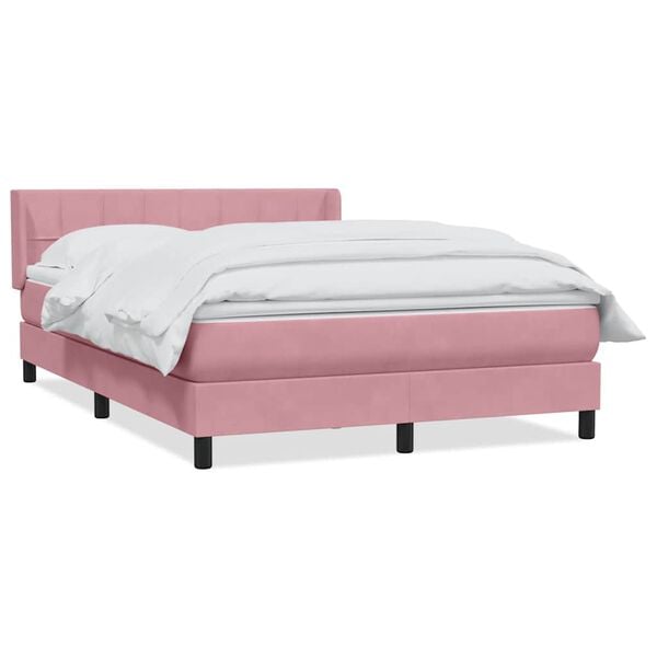 vidaXL Sommier &agrave; lattes de lit avec matelas rose 160x210 cm velours