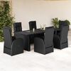 vidaXL Ensemble &agrave; manger de jardin coussins 7 pcs noir r&eacute;sine tress&eacute;e