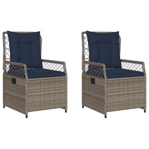 vidaXL Chaises de jardin inclinables lot de 2 gris r&eacute;sine tress&eacute;e